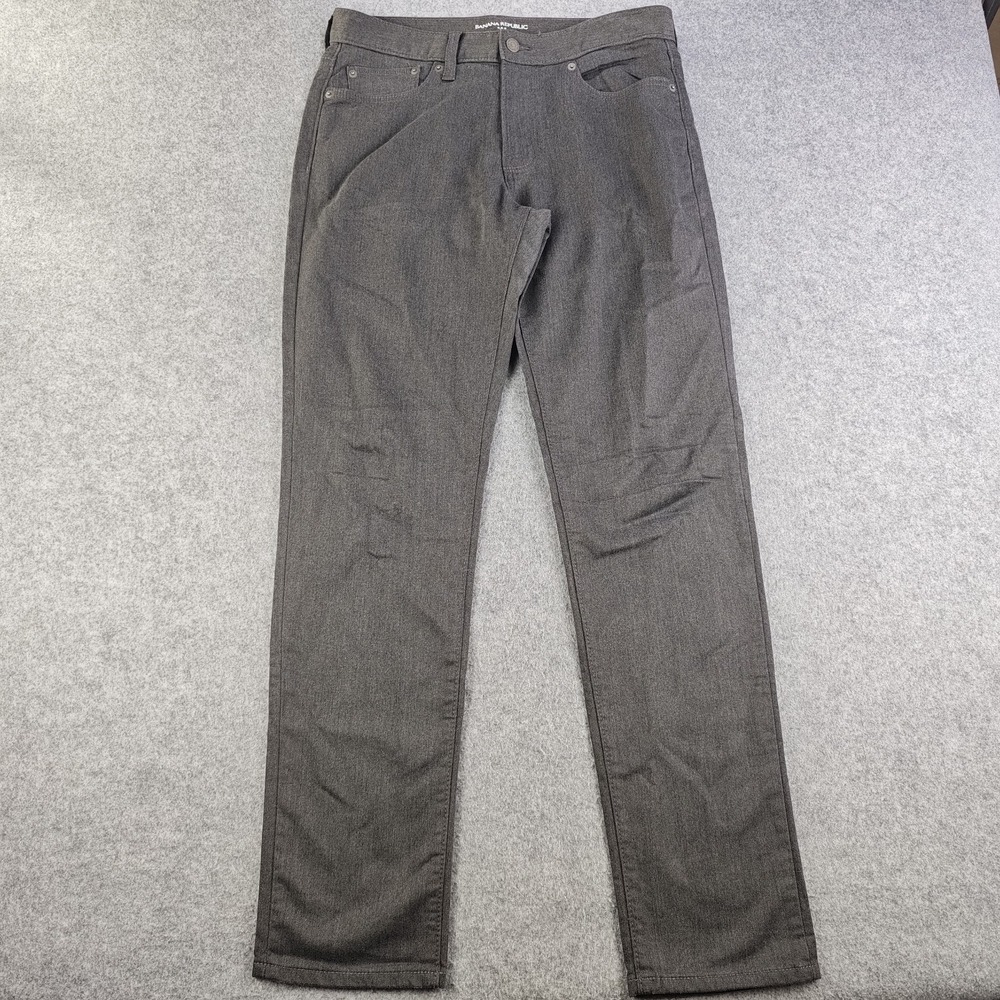 Banana Republic Travel Jeans Mens 30x32 Slim Fit Gray Flat Front Stretch